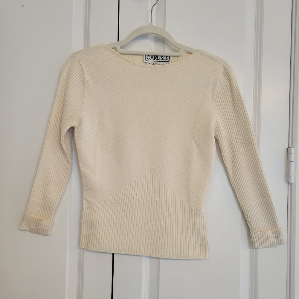 Carlisle cream silk knit top, size M